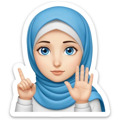 Turkish beautiful finish Konya girl blue eyes with hijab and says no with her finger  sticker