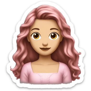 cœur brisé rose brunette rose in long hair sticker