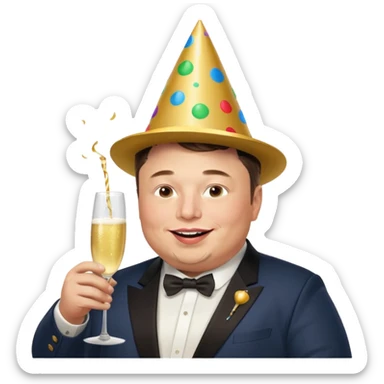 overweight happy realistic elon musk partying sticker