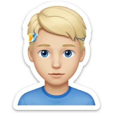 Teenage boy with blue eyes, blonde hair and thick lips sticker