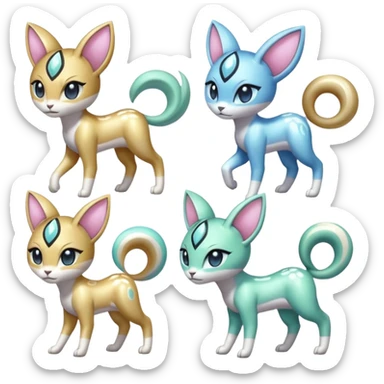 Pastel Shiny Soft Smooth Meloetta-Meicoomon-Gatomon-Liepard-Pokémon-Digimon-Fakémon-fusion-hybrid-creature sticker
