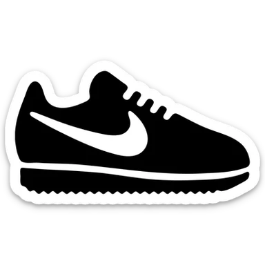 Nike Cortez sneakers, with a retro design sticker