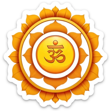 Imagine a saffron flag, flowing freely,

In the center - a golden surrounded by a

white Dharma Chakra,

Below it, two crossed Trishuls and a soft rising sun in background rays. sticker