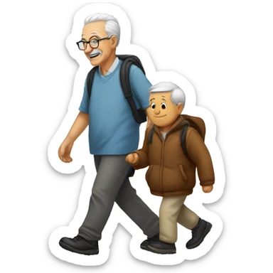 Granddad walking with a pinquu sticker