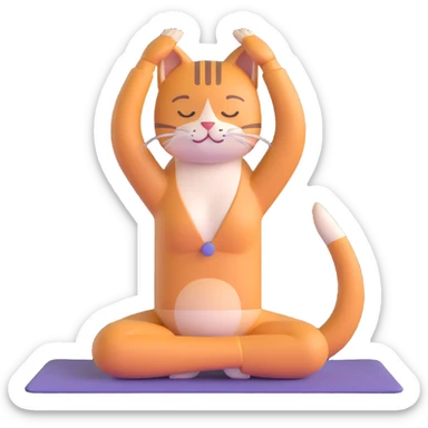 cat doing yoga camel pose with arched back sticker