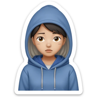 South Korean female college student with a worried face (melange hoodie) sticker
