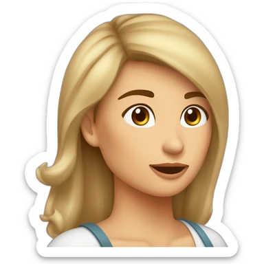 mujer con cara alargada mandibula bien marcada boca grande mirada seductora pelo lacio marron mirando seria  sticker