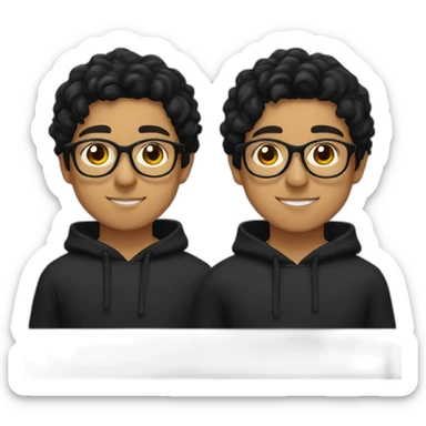 hispanic boy wearing glasses in a black hoodies with wavey black hair with brown eye sticker