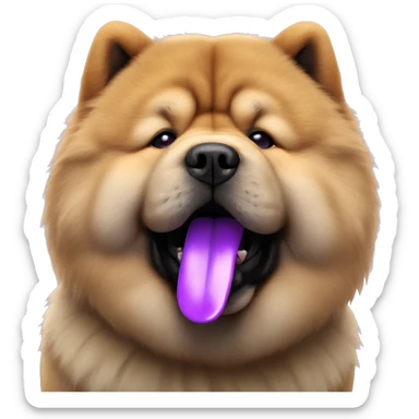 Chow chow with purple tongue, full-height, photorealistic 4k sticker