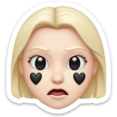 mad emoji with black hearts around head sticker