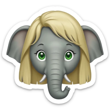 Make and elephant with a dirty blonde wig and green eyes sticker
