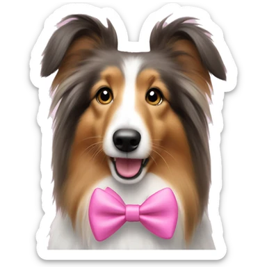 Sheltie wearing pink bow sticker