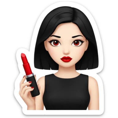 “Emoji girl, femme fatale, black hair. megan fox vibes black dress sticker