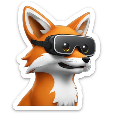 Fox looking with a VR setup sticker