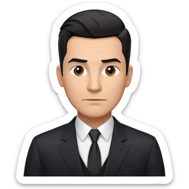 Good-looking robust man in his mid-40s with light brown skin tone, short slicked back straight black hair with fade haircut, strong square face, approachable TV host expression, black blazer left open showing white buttoned shirt sticker