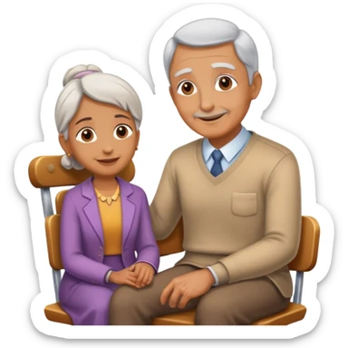 person offering a seat to an elder, kind and friendly sticker