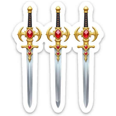 Golden royal swords with red gems sticker