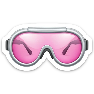 pink lens safety glasses with reflective silver frame, industrial protection sticker
