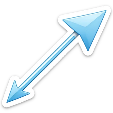 Extremely simplistic white arrow with light blue outline pointing. Make it like the image attached but skinnier sticker