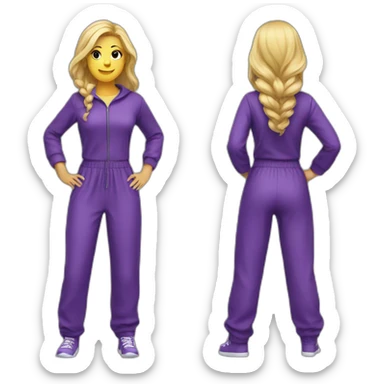 Woman blond hair purple full body jumpsuit sticker