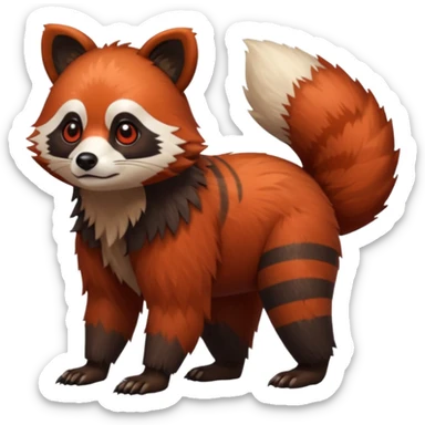Realistic cool edgy 4-legged quadrupedal Bear-Red-Panda-Tanuki-Raccoon-Dog-Red-Fox-animal-fusion-hybrid, Full body sticker