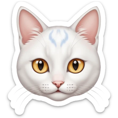 White beautiful elegant slim cute pretty realistic feline with heterochromia sticker