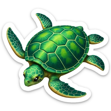 sea turtle, apple emoji style sticker
