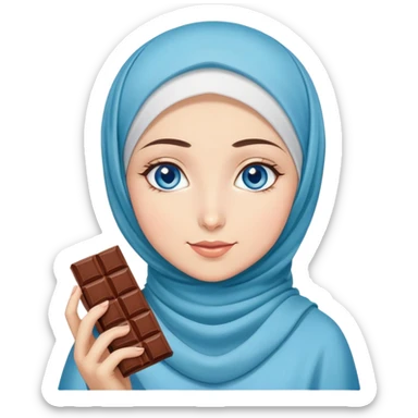 Turkish beautiful finish Konya girl blue eyes with ice cream hijab islamic dress and had on her hand Dubai chocolate  sticker