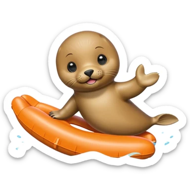 A cute seal pup with floaties on both flippers, kicking excitedly near lane markers. sticker