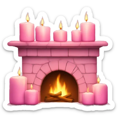 Winter Pink FirePlacez with cozy candles on top sticker