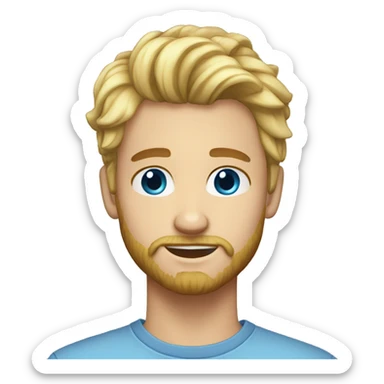 20 year old man blonde hair blue eyes and a beard sticker