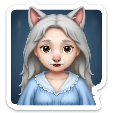 The big bad wolf put on Grandma's clothes and disguised itself as a human. sticker