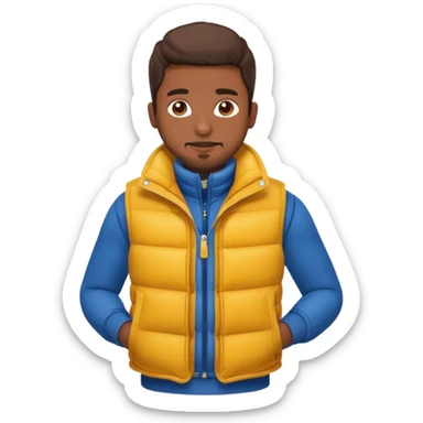 brown skin man with puffer vest sticker