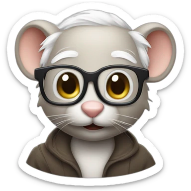 old jerry mouse with spectacles and white hair sticker