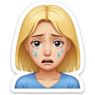a girl crying in pain, sad, tears streaming down face sticker