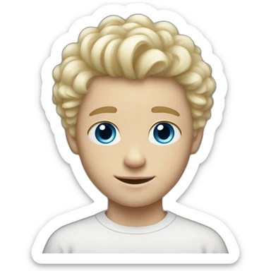 Blonde blue-eyed white boy with fluffy hair and goatie sticker