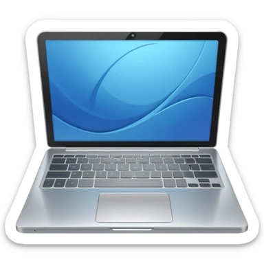 3D minimal icon of a premium silver or gray laptop with no logos, placed on a color #FF3D00 gradient background. Clean, modern, high-end tech style. sticker