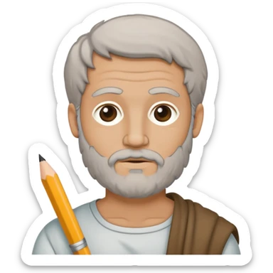 Aristotle drawing as a black outline icon, no fill, hand-drawn look sticker