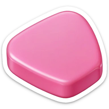 a piece of bright pink bubble gum, chewy candy, pink chewing gum sticker