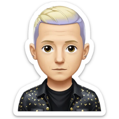 Chester Bennington with blonde hair, black sequin shirt sticker