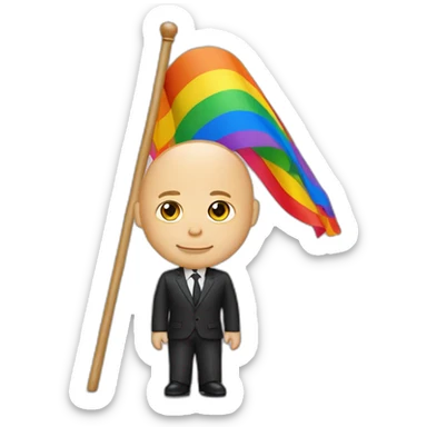 Vladimir poutine qui porte un drapeau lgbt sticker