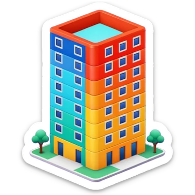 I want a 7 storey building with 7 chakras colour. Starting with red colour at the base sticker