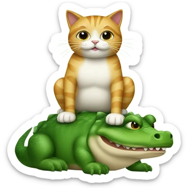 cat riding an alligator  sticker
