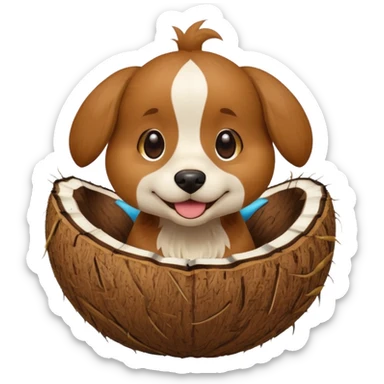 dog in a coconut sticker