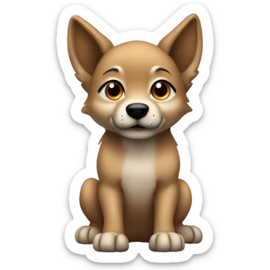 4 short legs a light brown puppy-like wolf with black ears sticker