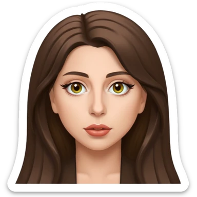 Lady Gaga with hazel eyes, long brunette hair sticker
