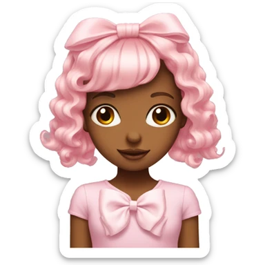 Cute light pink bow in girls hair sticker