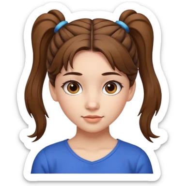 children girl with ponytails hairstyle  sticker