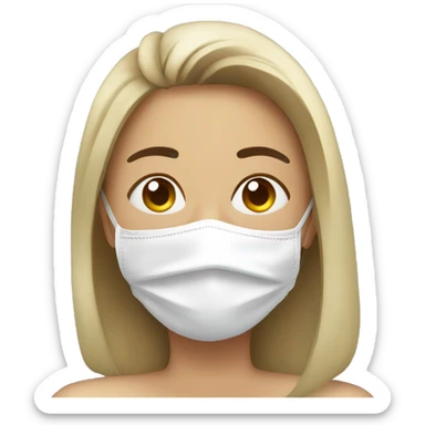 A sick woman have mask  sticker