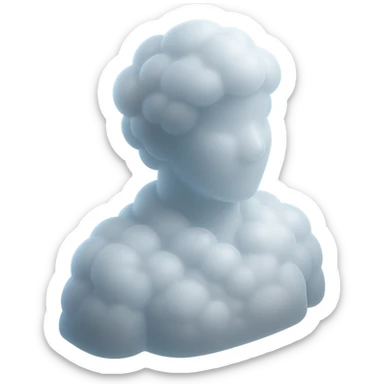 A person from the shoulders up, entirely composed of fluffy, convex, white clouds sticker
